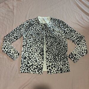 Croft & Barrow Black and White Leopard Print Blazer Cardigan